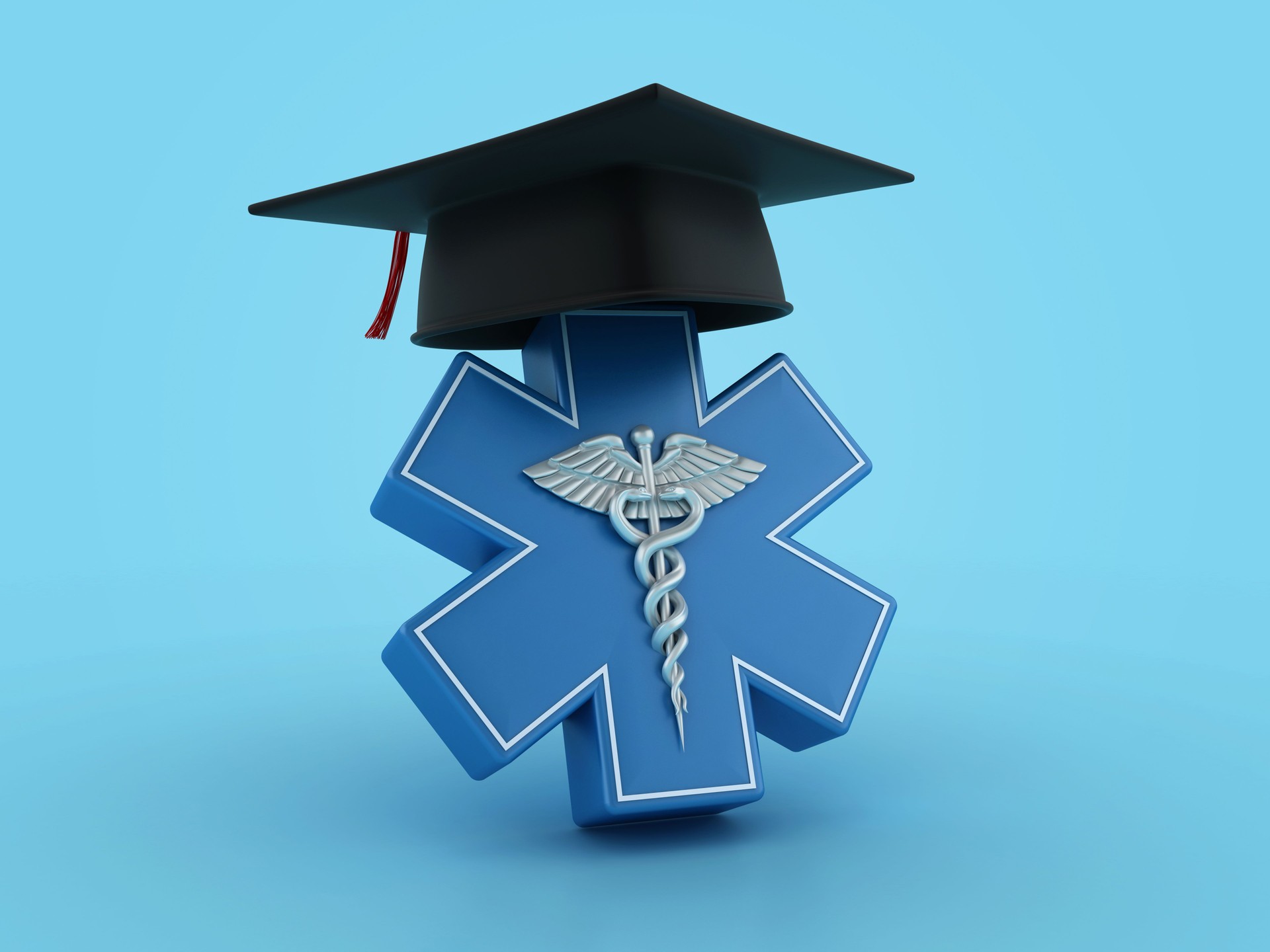 Caduceu Símbolo Médico com Boné de Graduação